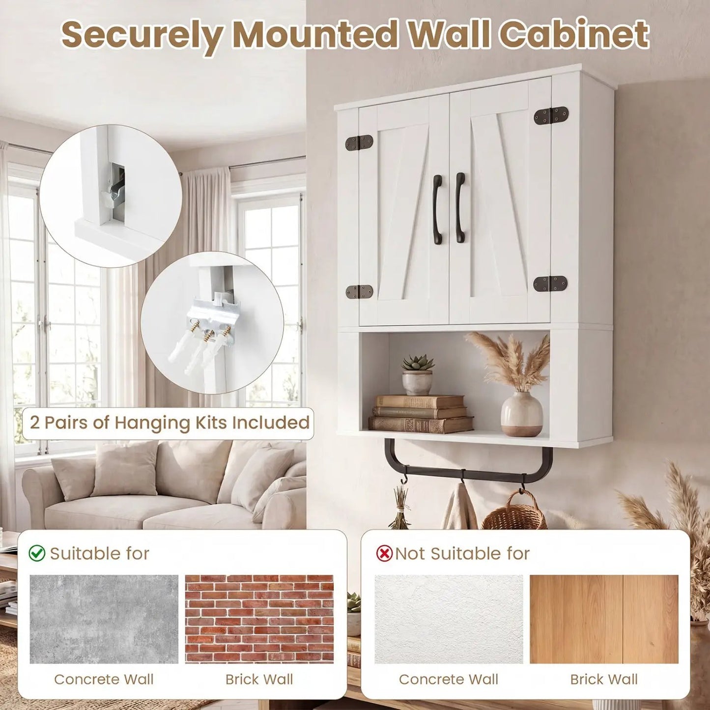 Bathroom Wall Cabinet With Barn Doors Towel Bar