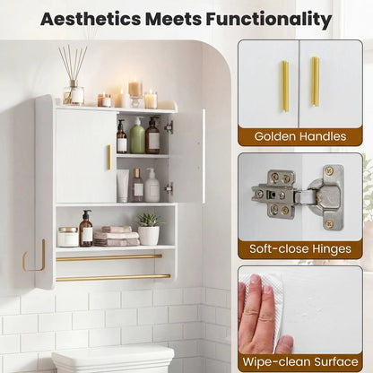 Wall Mounted Bathroom Cabinet with Towel Bars