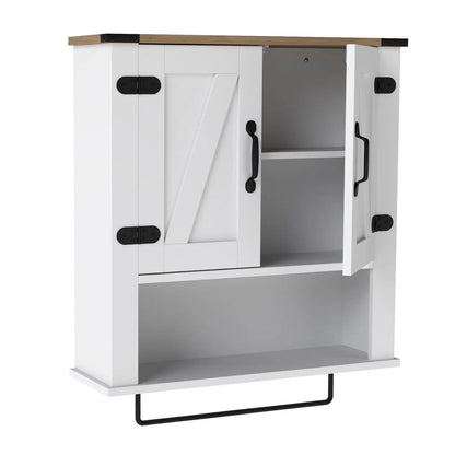 Farmhouse Wall Cabinet With Towel Bar White
