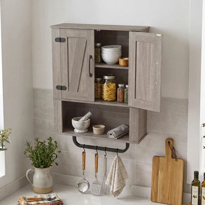 Bathroom Wall Cabinet With Barn Doors Towel Bar