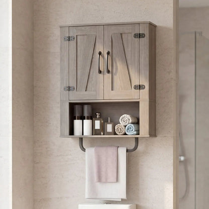 Bathroom Wall Cabinet With Barn Doors Towel Bar