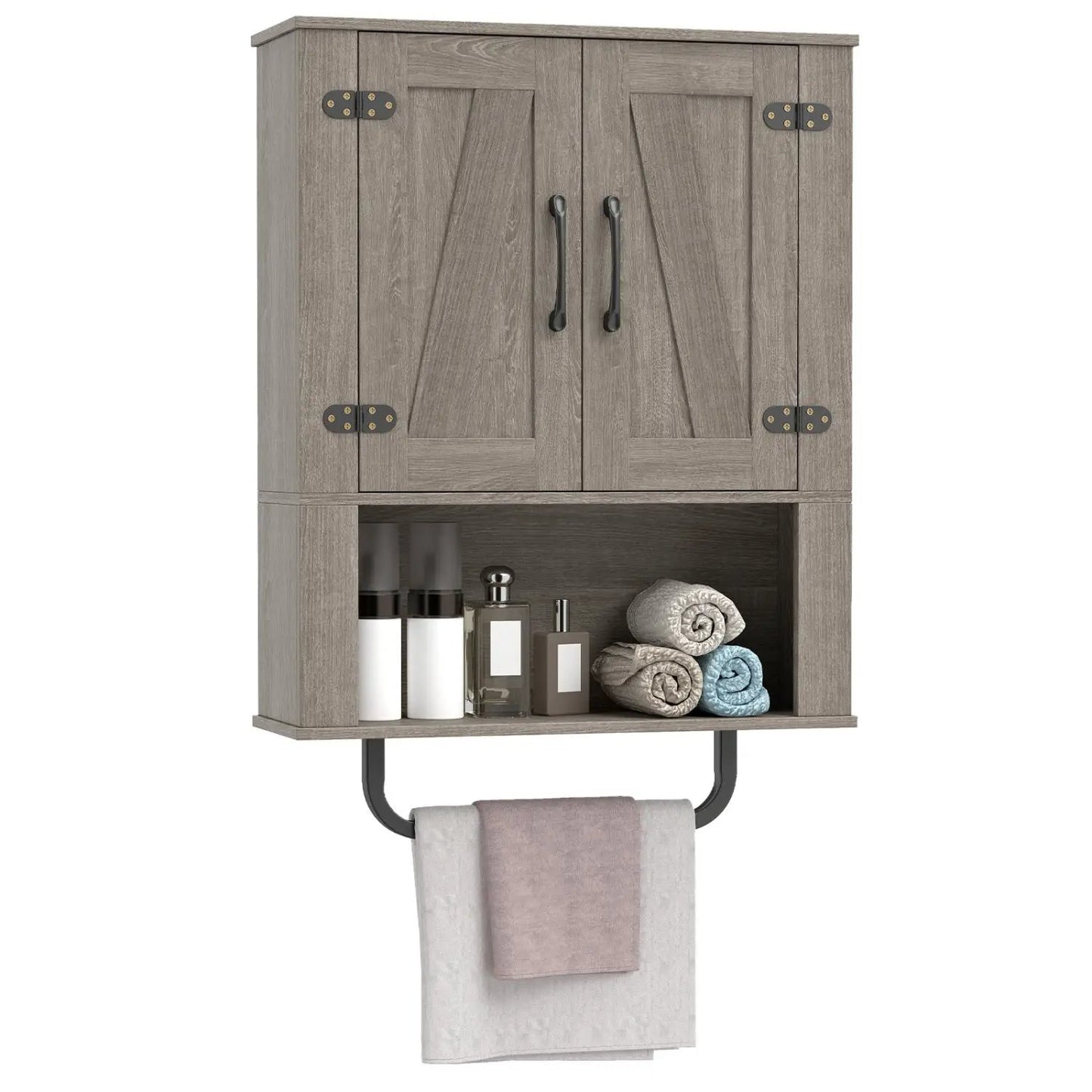 Bathroom Wall Cabinet With Barn Doors Towel Bar