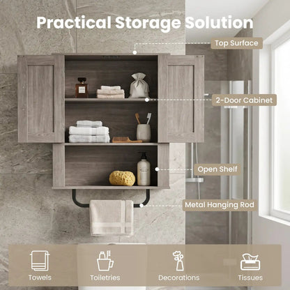 Bathroom Wall Cabinet With Barn Doors Towel Bar