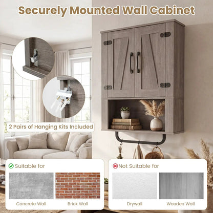 Bathroom Wall Cabinet With Barn Doors Towel Bar