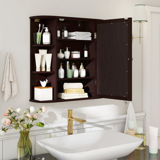 Bathroom wall cabinet with mirror door, dark brown finish, adjustable shelves, DirectDeals on Tampa Home & Garden Store