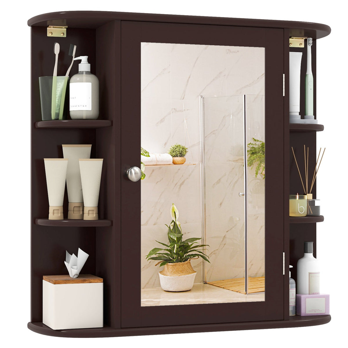 Bathroom wall cabinet with mirror door and adjustable shelves by DirectDeals on Tampa Home & Garden Store