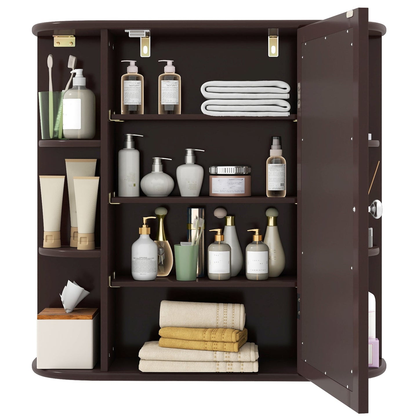 Bathroom wall cabinet DirectDeals with mirror door and adjustable shelves in brown finish on Tampa Home & Garden Store
