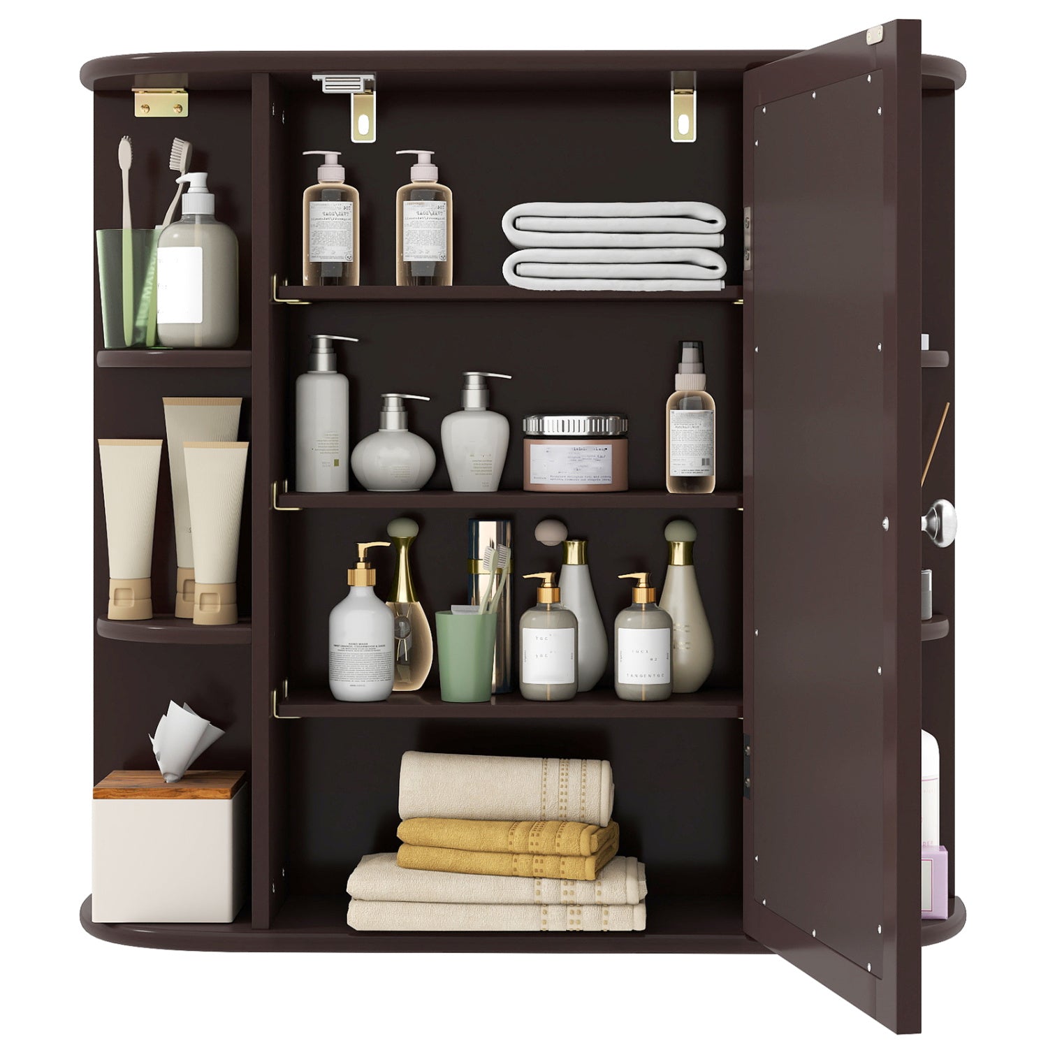 Bathroom wall cabinet DirectDeals with mirror door and adjustable shelves in brown finish on Tampa Home & Garden Store