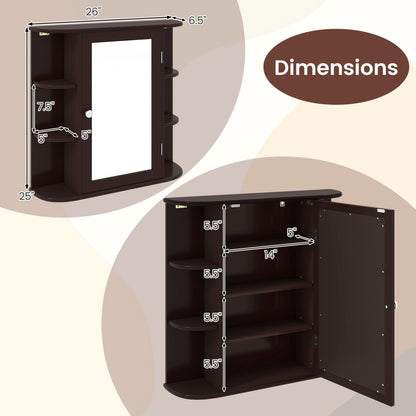 Bathroom Wall Cabinet with Mirror Door and Adjustable Shelves by DirectDeals, dark brown, 26in W on Tampa Home & Garden Store