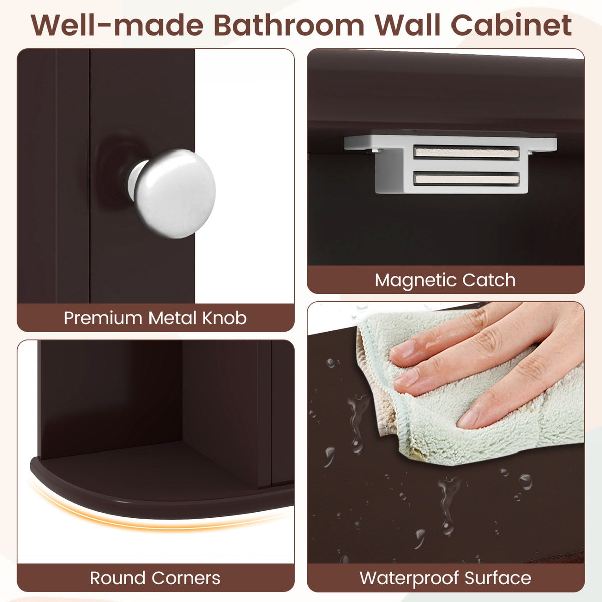 Bathroom Wall Cabinet DirectDeals dark brown wood with mirror door and adjustable shelves on Tampa Home & Garden Store