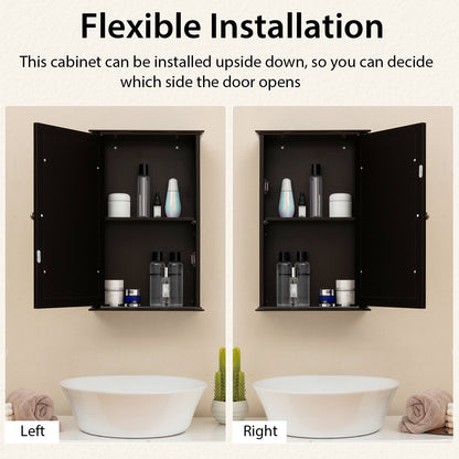 Bathroom Wall Cabinet with Single Mirror Door-Brown