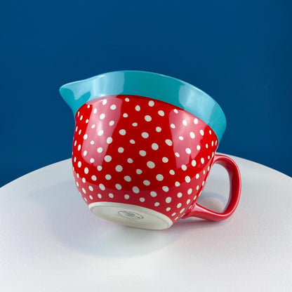 Batter Bowl Mixing Bowl - Red White Blue Dotted Overside Cup - Tampa Home & Garden Store