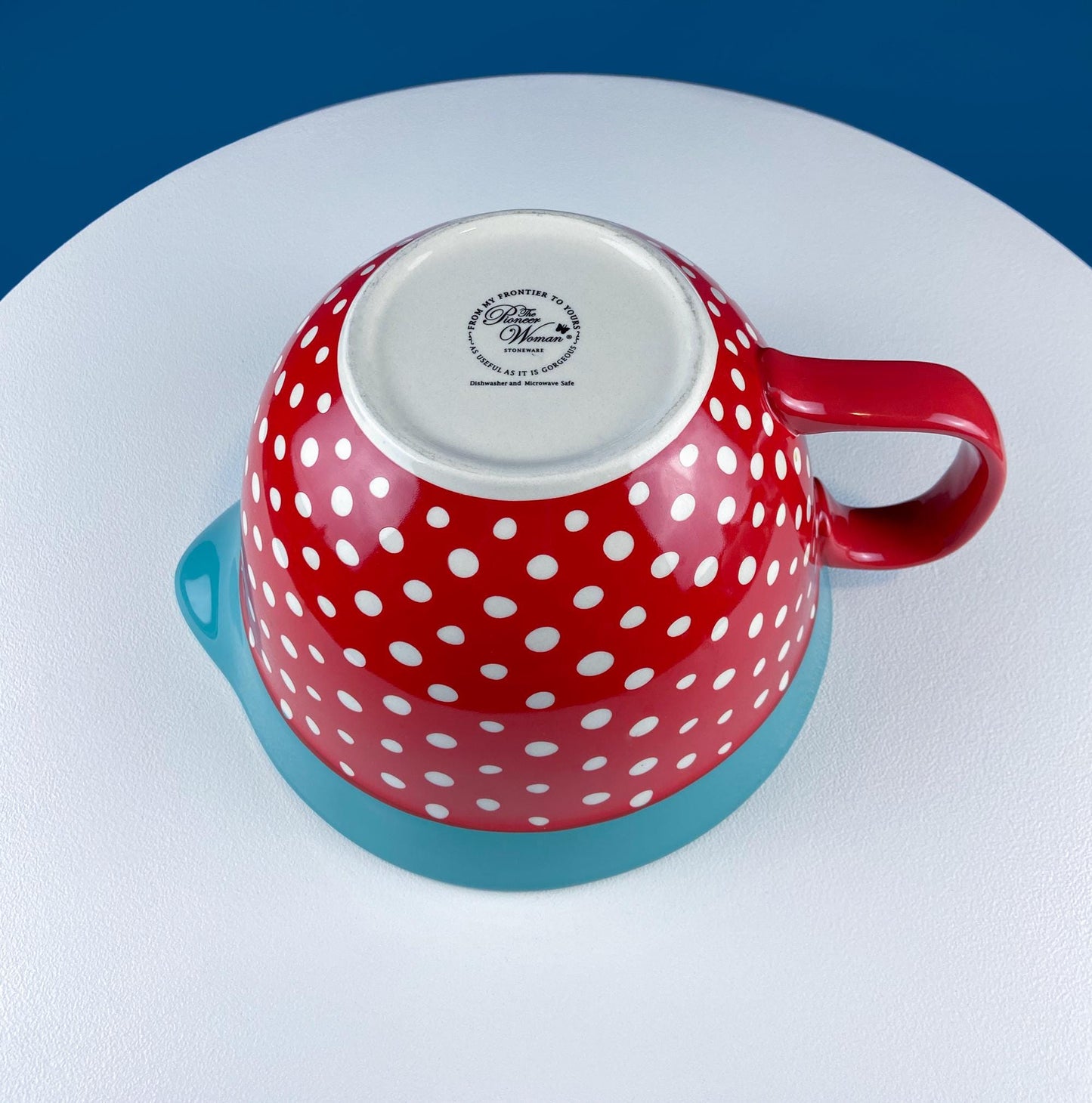 Batter Bowl Mixing Bowl - Red White Blue Dotted Overside Cup - Tampa Home & Garden Store