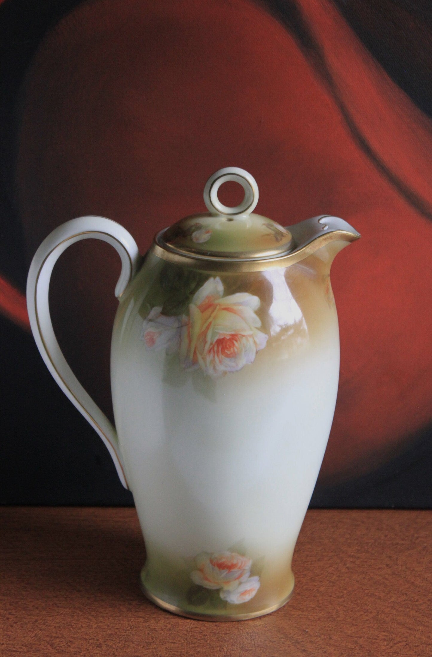 Bavarian Coffee Pot by Schwartzburg with Yellow Roses on Green Background - Tampa Home & Garden Store