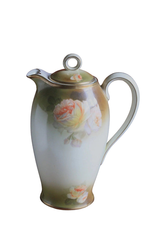 Bavarian Coffee Pot by Schwartzburg with Yellow Roses on Green Background - Tampa Home & Garden Store