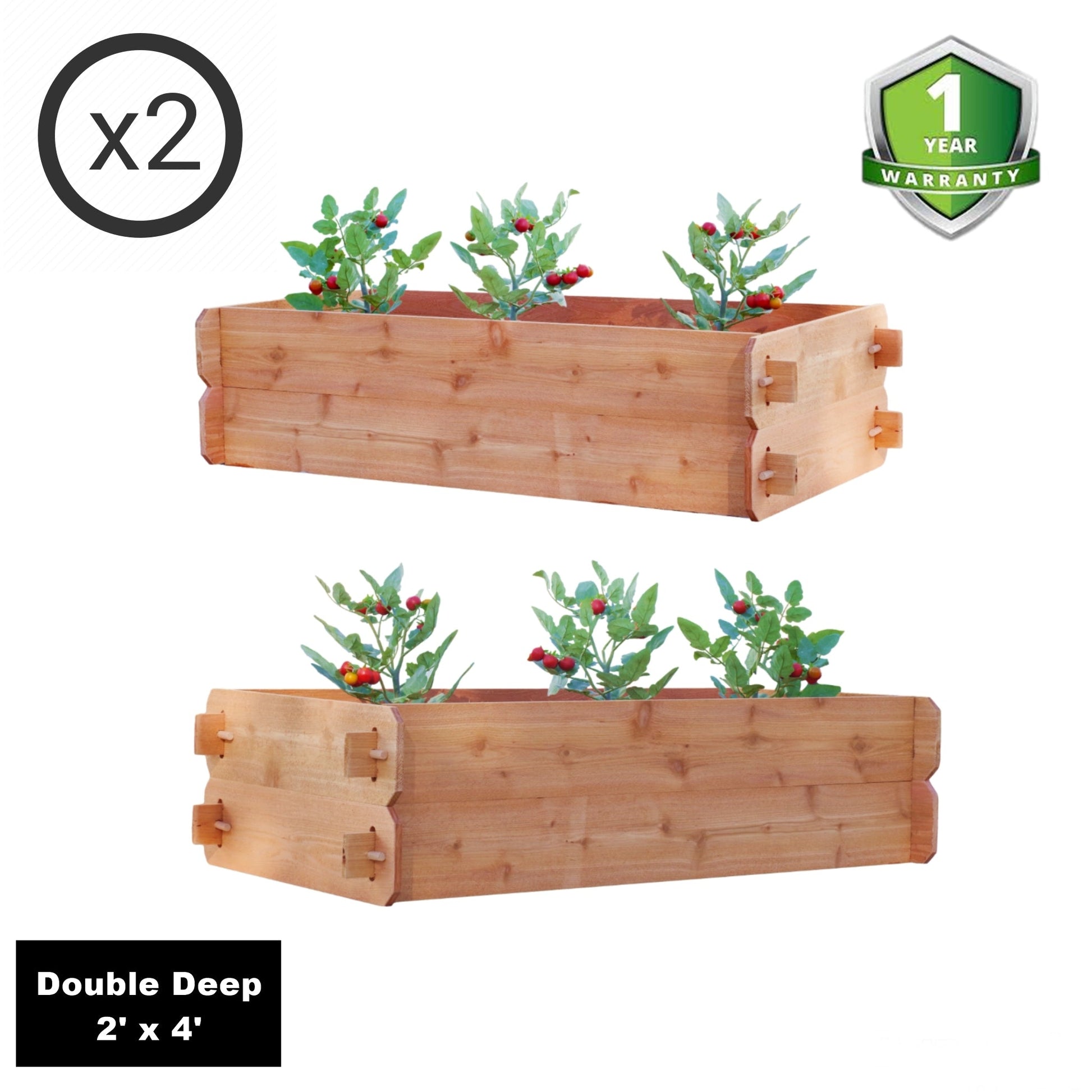 Timberlane Gardens Easy Raised Bed Kit, set of 2, double deep cedar, 2' W x 4' L mortise & tenon on Tampa Home & Garden Store