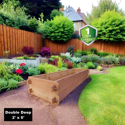 Timberlane Gardens raised garden bed kit Double Deep 2'x6' cedar planter in a sunny backyard on Tampa Home & Garden Store