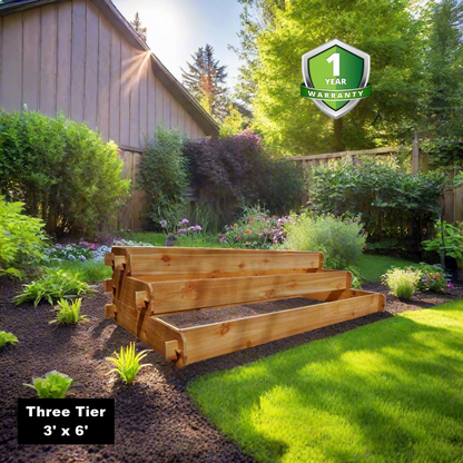 Timberlane Gardens cedar elevated three-tier raised garden bed kit 3' x 6' on Tampa Home & Garden Store