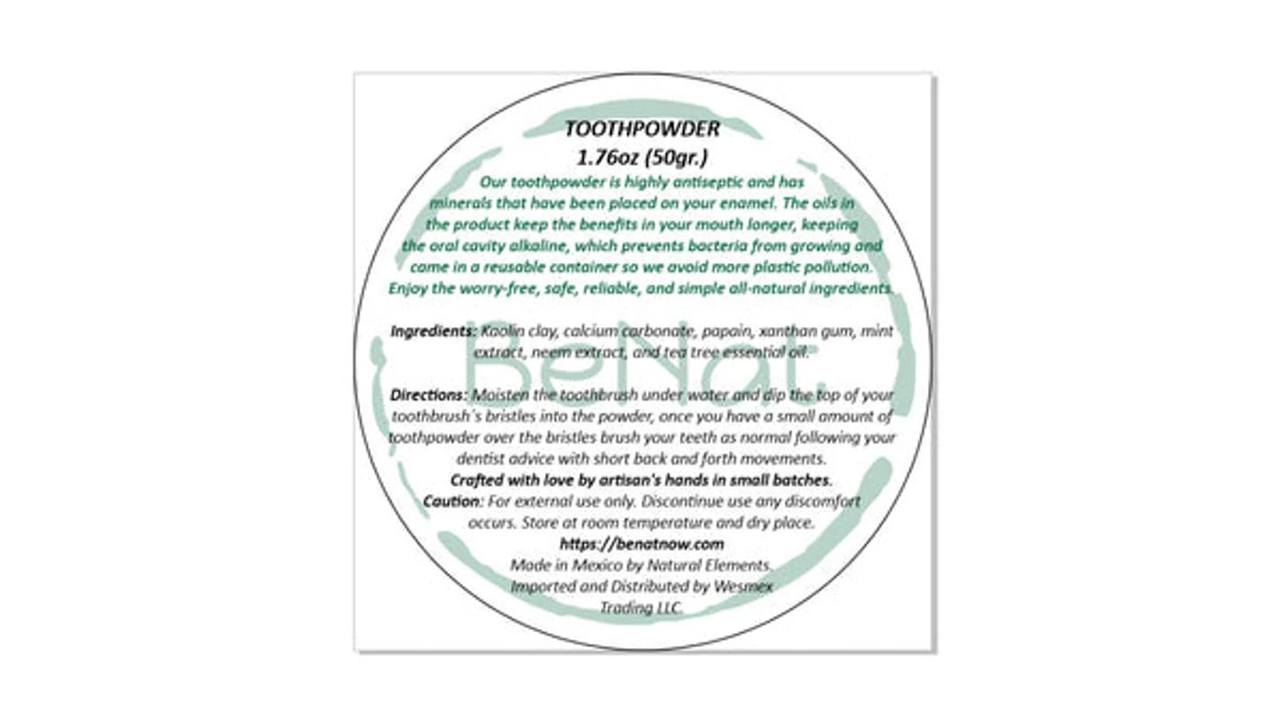BeNat All-Natural Toothpowder - Tampa Home & Garden Store