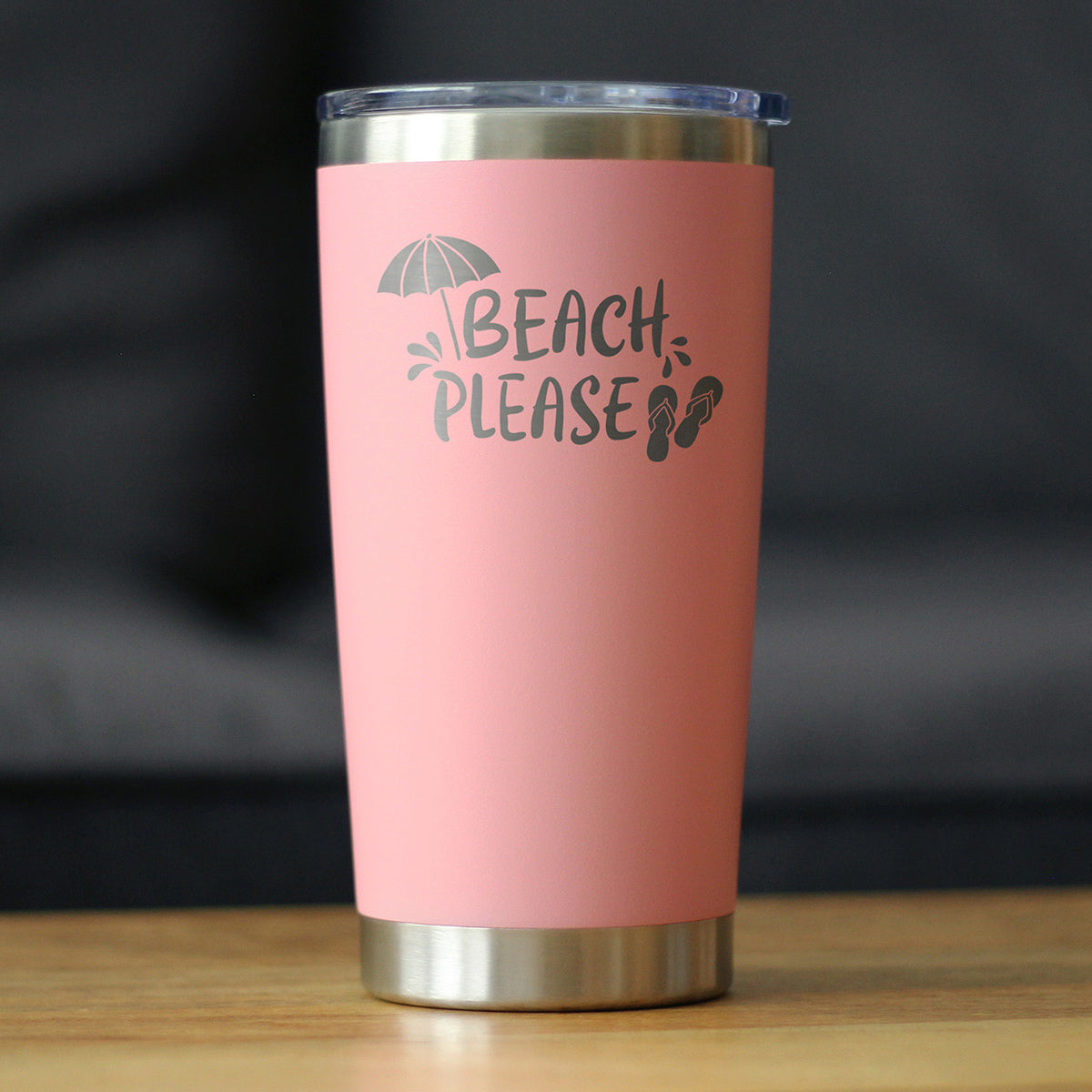 Beach Please - Insulated Coffee Tumbler Cup with Sliding Lid - Stainless Steel Travel Mug - Fun Beach Themed Gifts - Tampa soil911.com