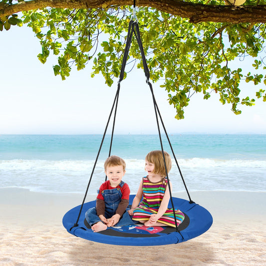 40 Inches Saucer Tree Swing with Adjustable Hanging Ropes and 900D Oxford Fabric - Tampa Home & Garden Store