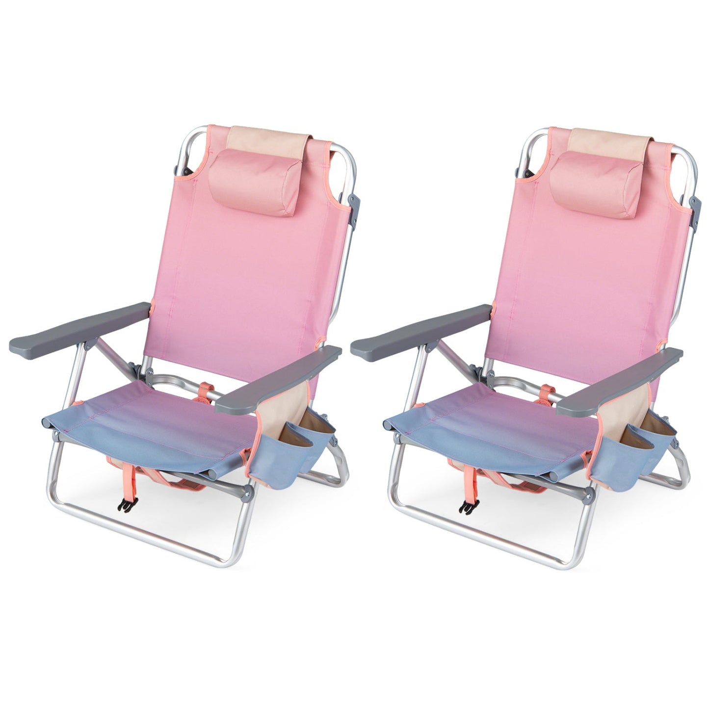 GemGear Beach Chairs 2 reclining backpack recliners with 5-position backrest and padded headrest on Tampa Home & Garden Store