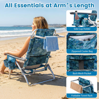 GemGear Beach Chairs 2-pack: portable folding backpack recliners with print, 5-position backrest on Tampa Home & Garden Store