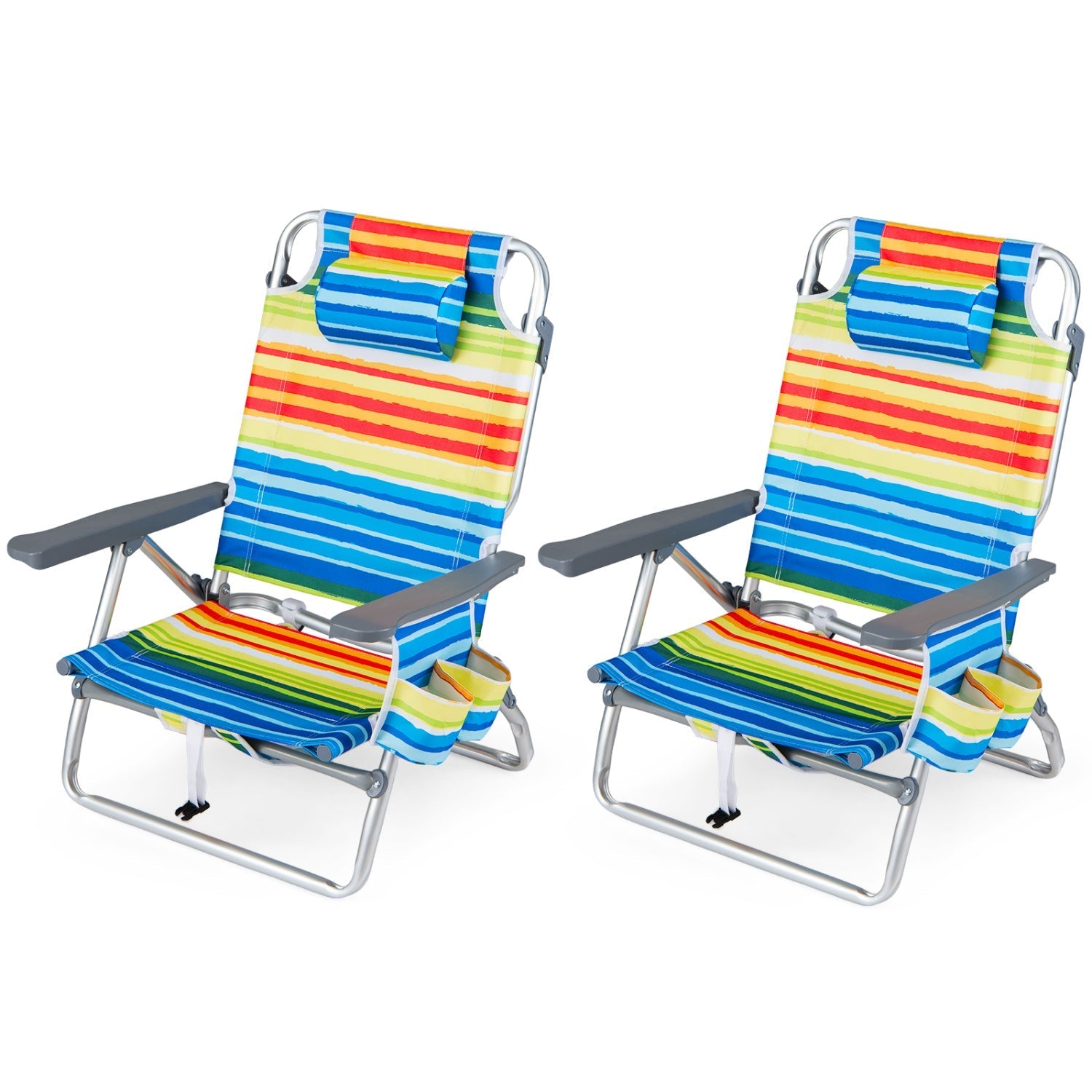 GemGear Beach Chairs 2 folding backpack recliners with 5-position backrest and padded headrest on Tampa Home & Garden Store