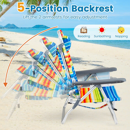 GemGear beach chairs set of 2 folding backpack recliners with 5-position backrest padded headrest on Tampa Home & Garden Store
