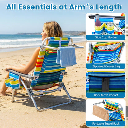 GemGear Beach Chairs set of 2 portable folding backpack recliners striped fabric on Tampa Home & Garden Store