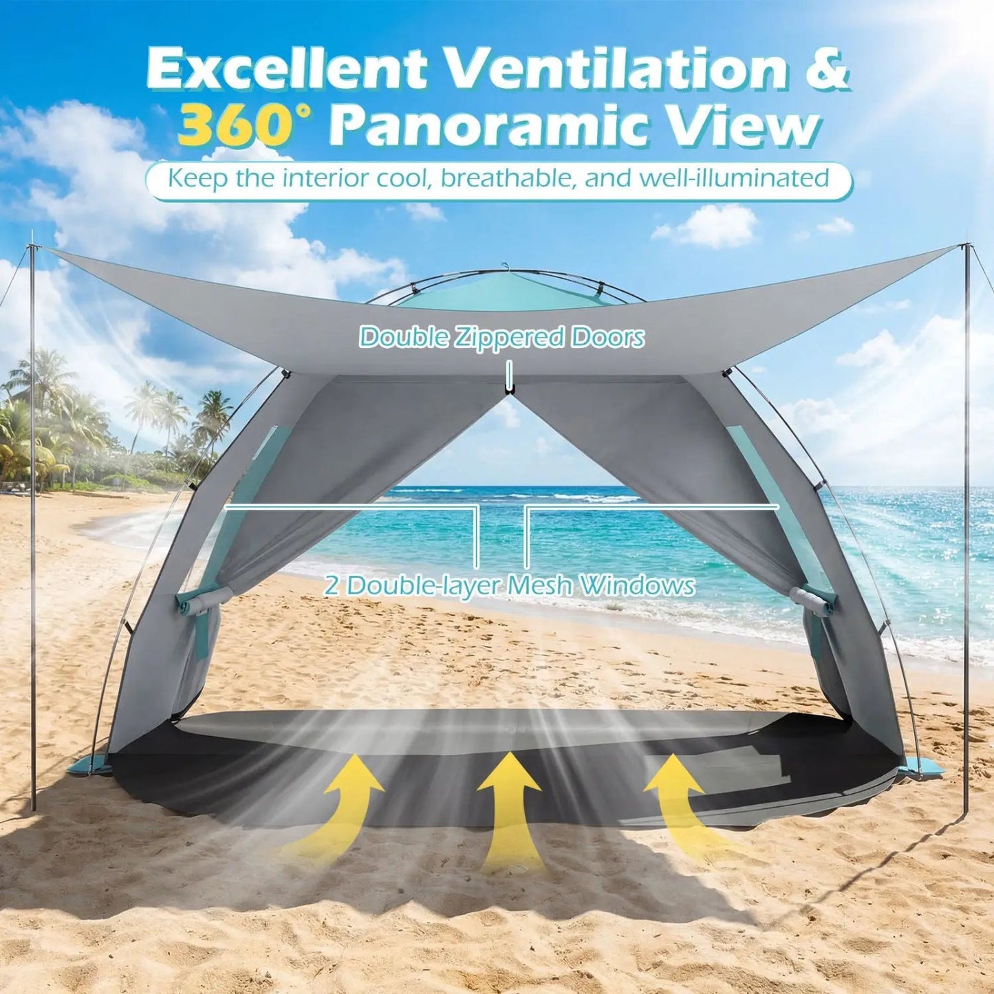 Beach Tent Sun Shelter with Canopy Pop-Up