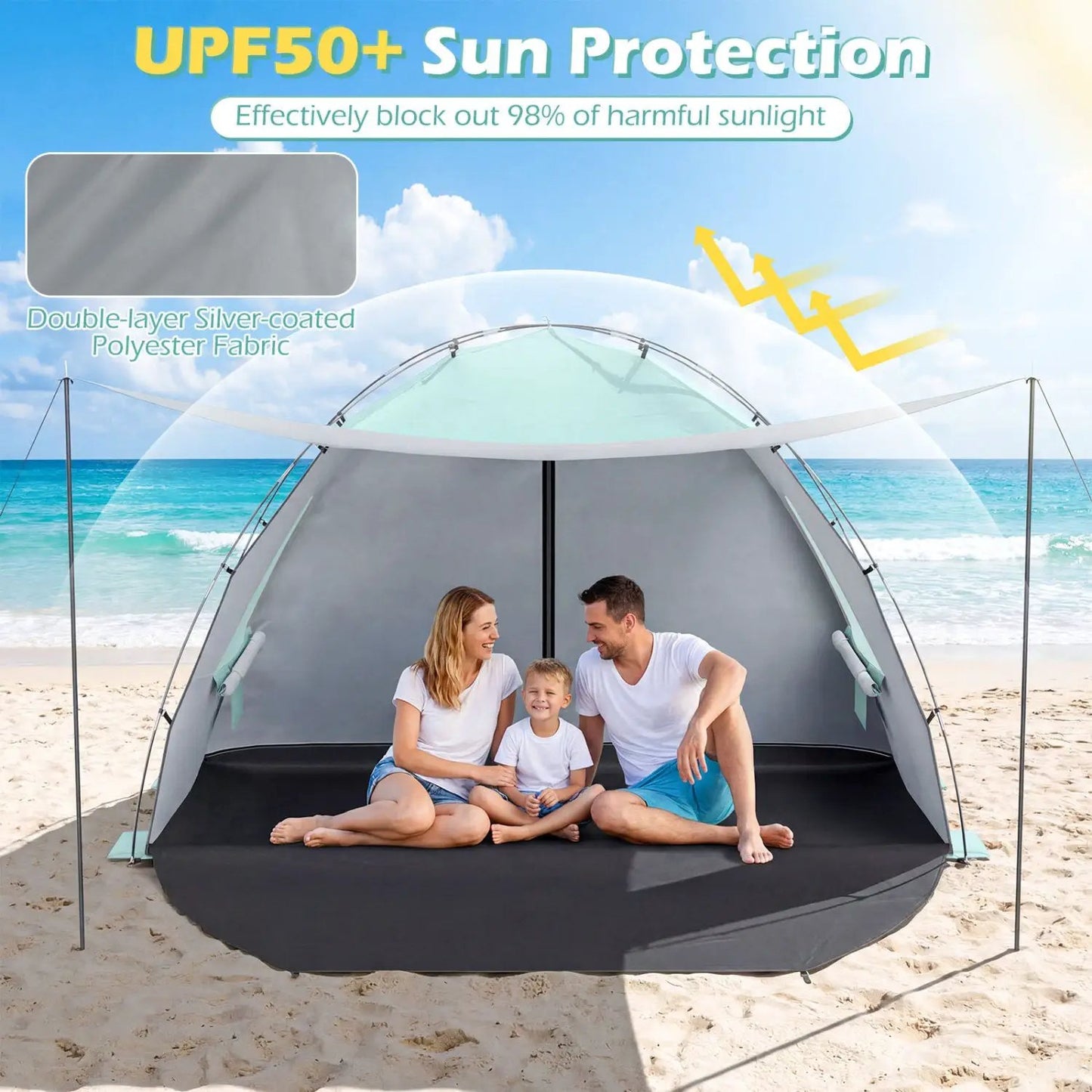Beach Tent Sun Shelter with Canopy Pop-Up