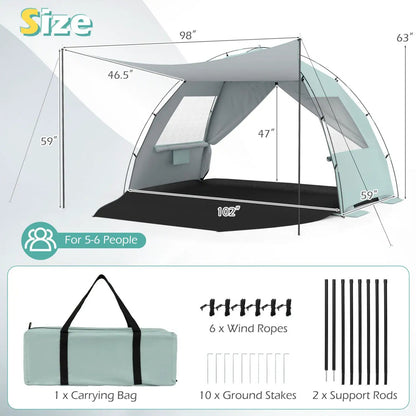 Beach Tent Sun Shelter with Canopy Pop-Up