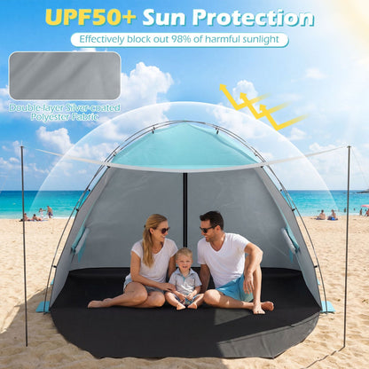 GemGear Beach Tent Sun Shelter with Canopy turquoise top, extended floor, vent windows on Tampa Home & Garden Store