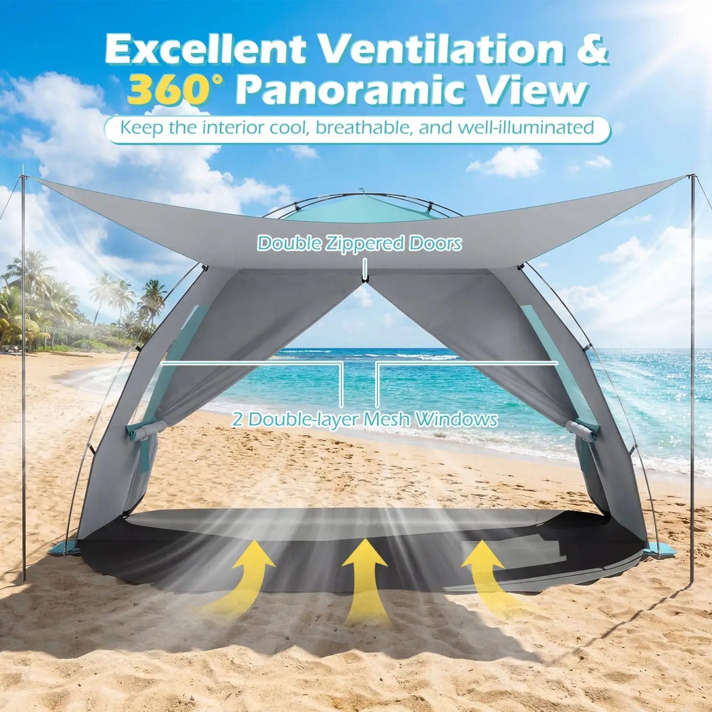 Beach Tent Sun Shelter with Canopy and Floor