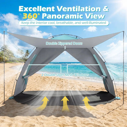 Beach Tent Sun Shelter with Canopy and Floor