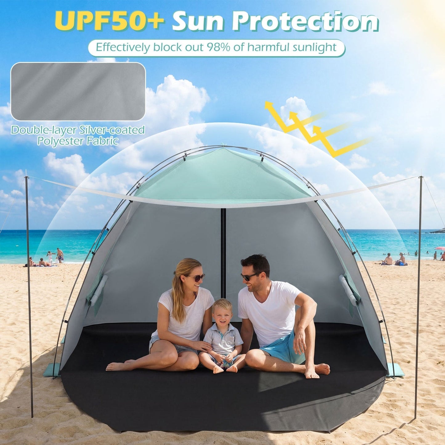 GemGear Beach Tent Sun Shelter with Canopy, extended floor, vent windows on Tampa Home & Garden Store