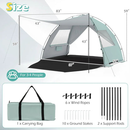 Beach Tent Sun Shelter with Canopy and Floor