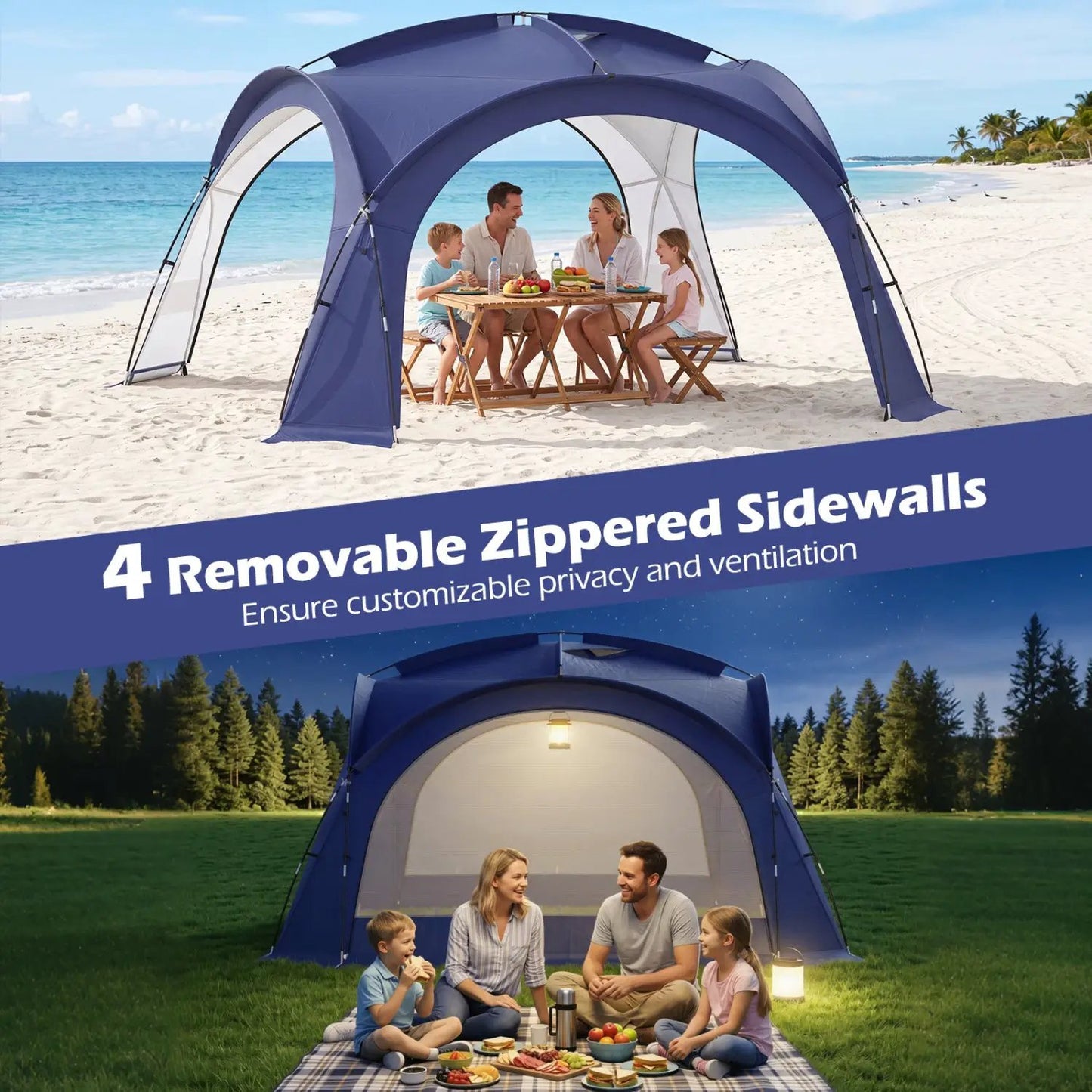 Beach Tent for 12 to 15 People With Sides