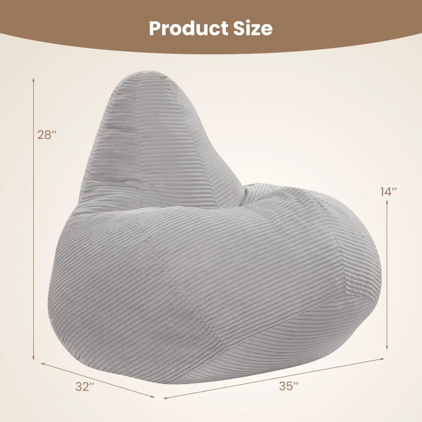 Bean Bag Chair for Adults with Corduroy Cover