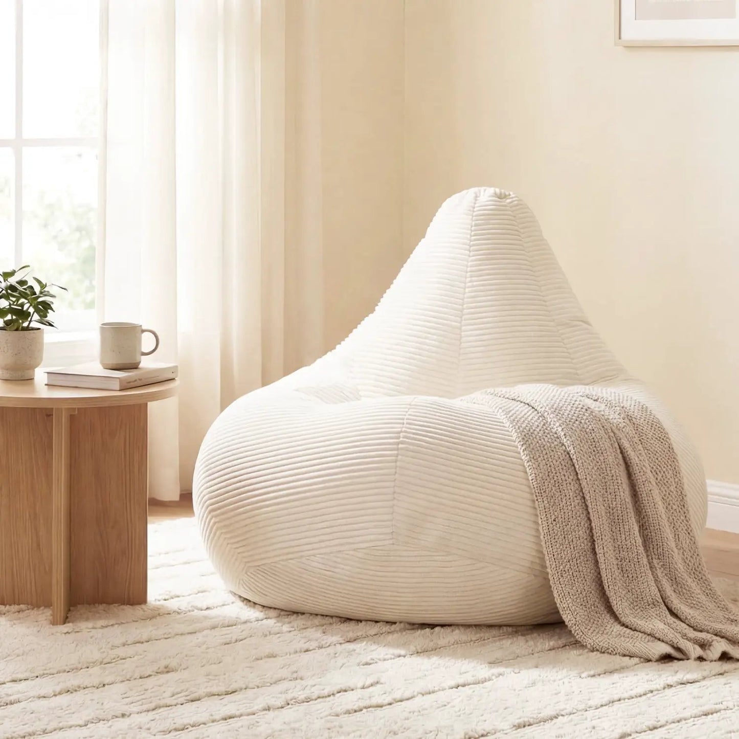 Bean Bag Chair for Adults with Corduroy Cover