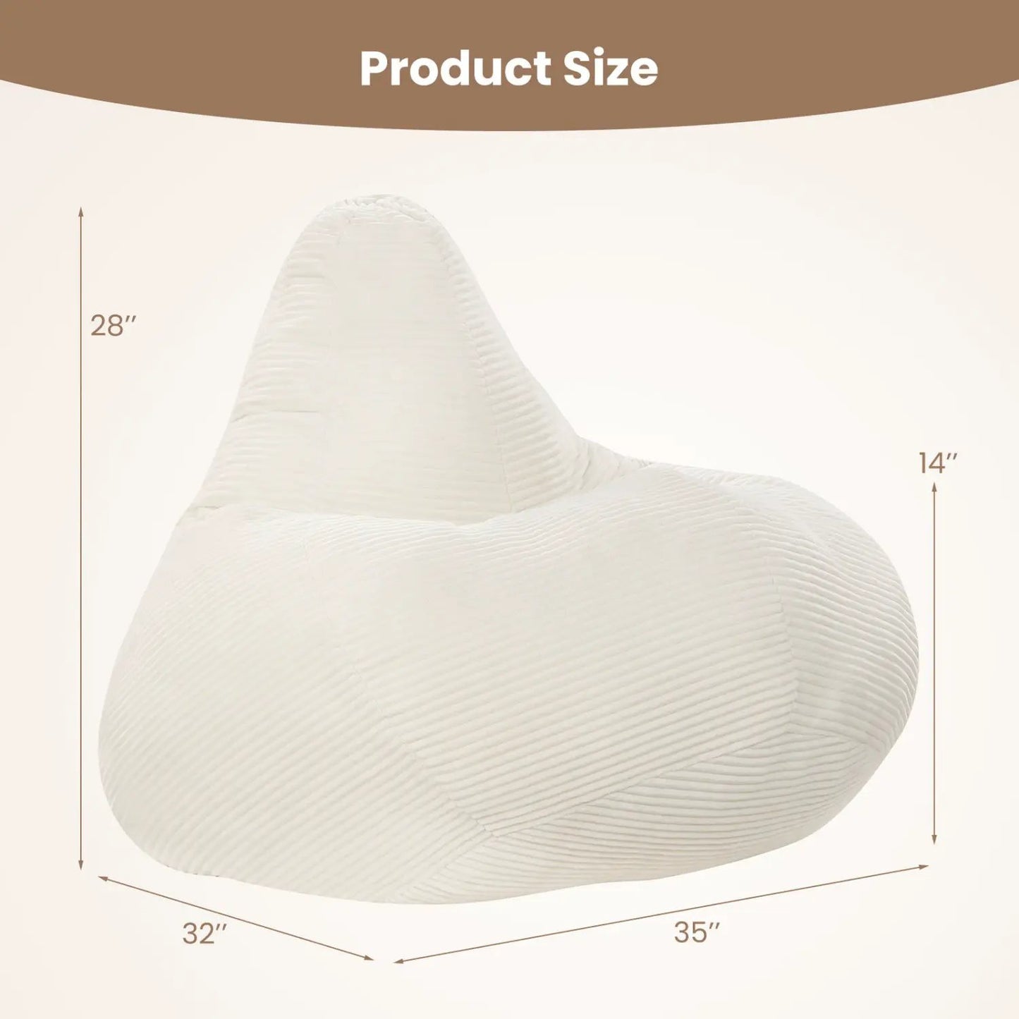 Bean Bag Chair for Adults with Corduroy Cover