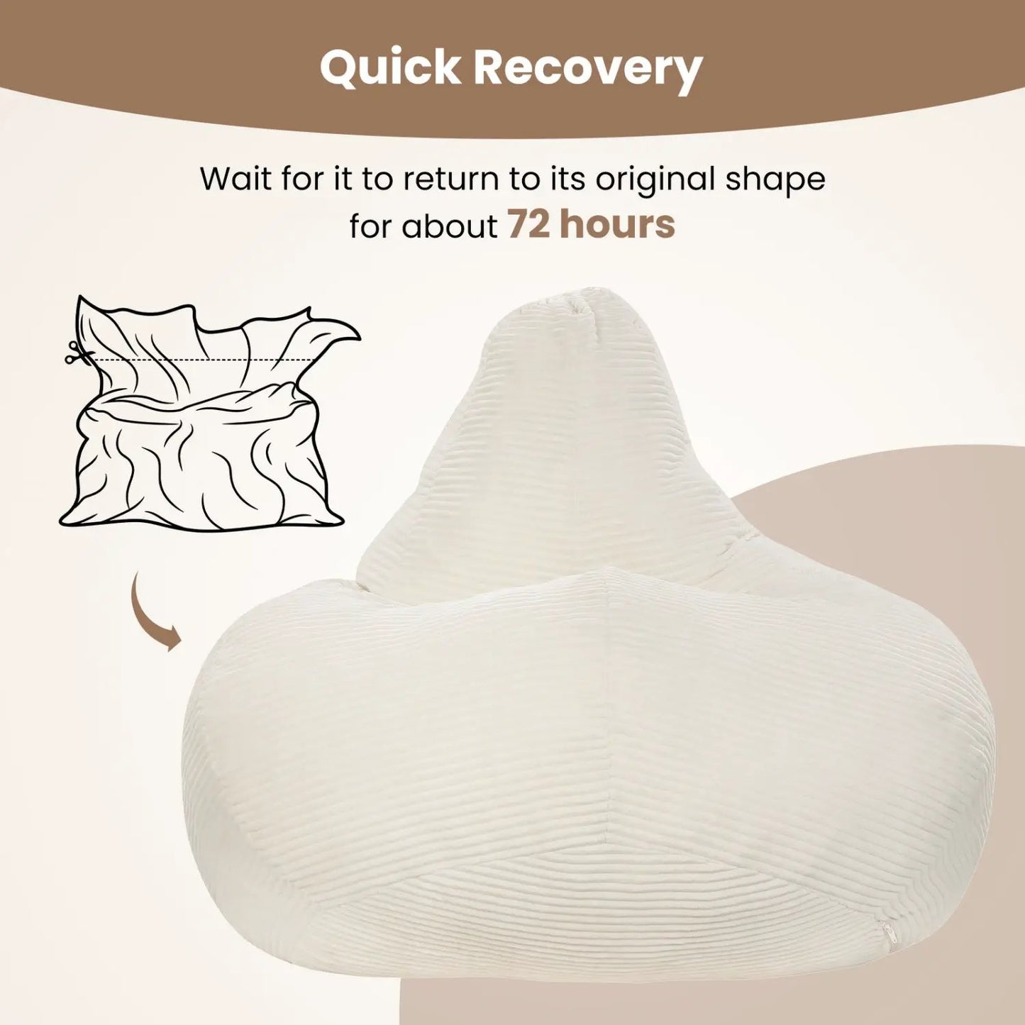 Bean Bag Chair for Adults with Corduroy Cover