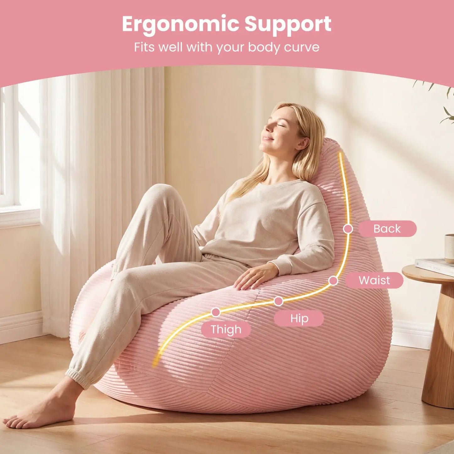 Bean Bag Chair for Adults with Corduroy Cover