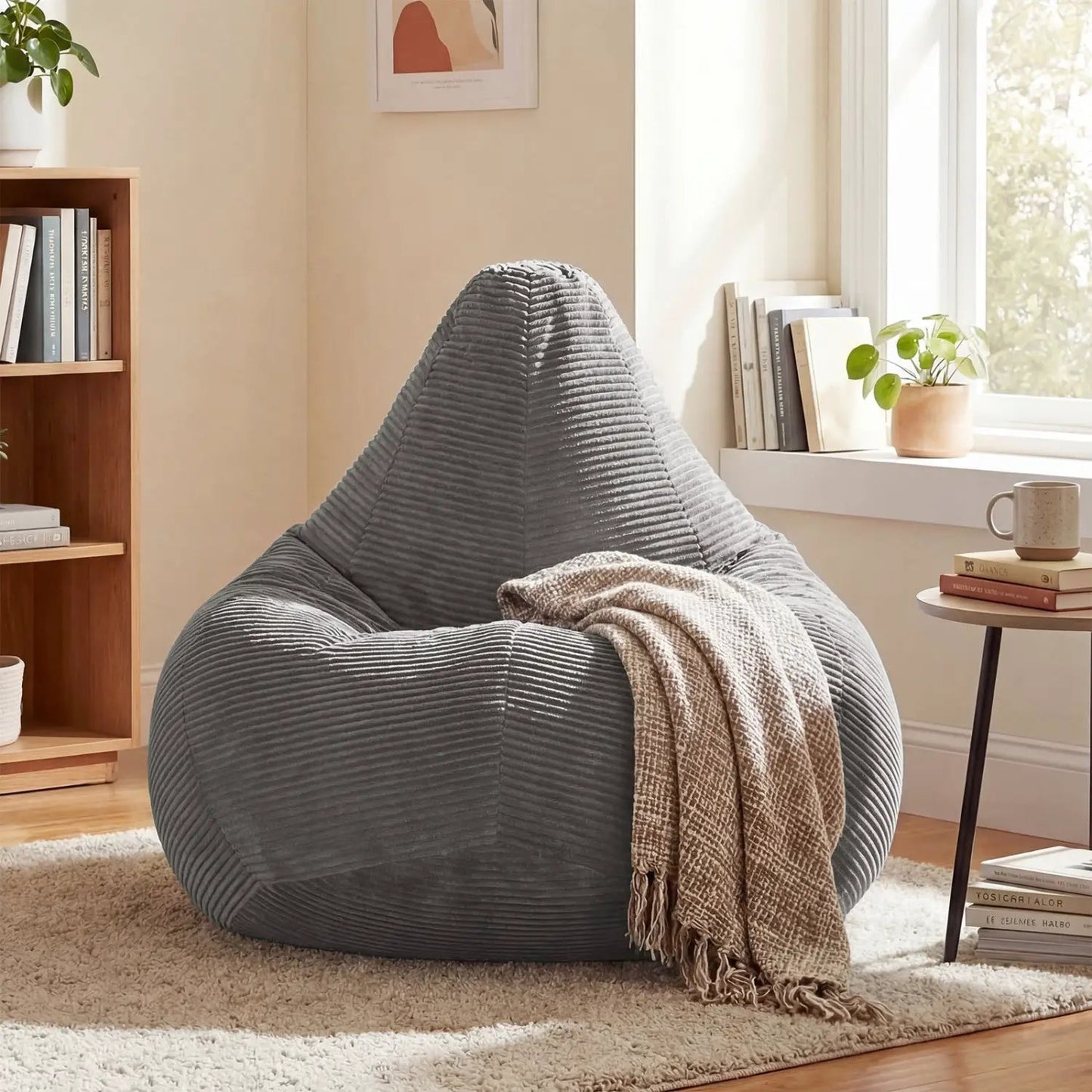 Bean Bag Chair for Adults with Corduroy Cover