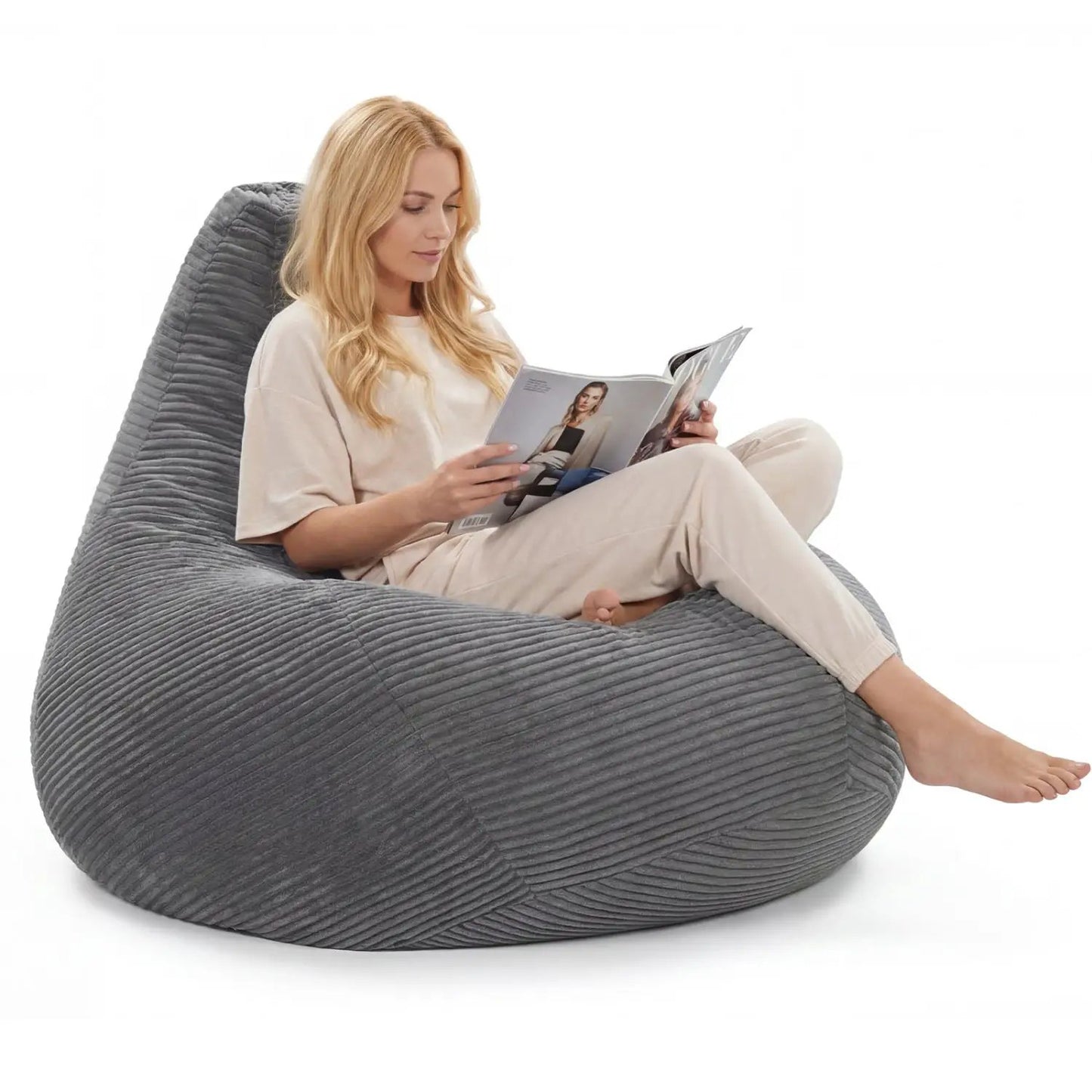 Bean Bag Chair for Adults with Corduroy Cover