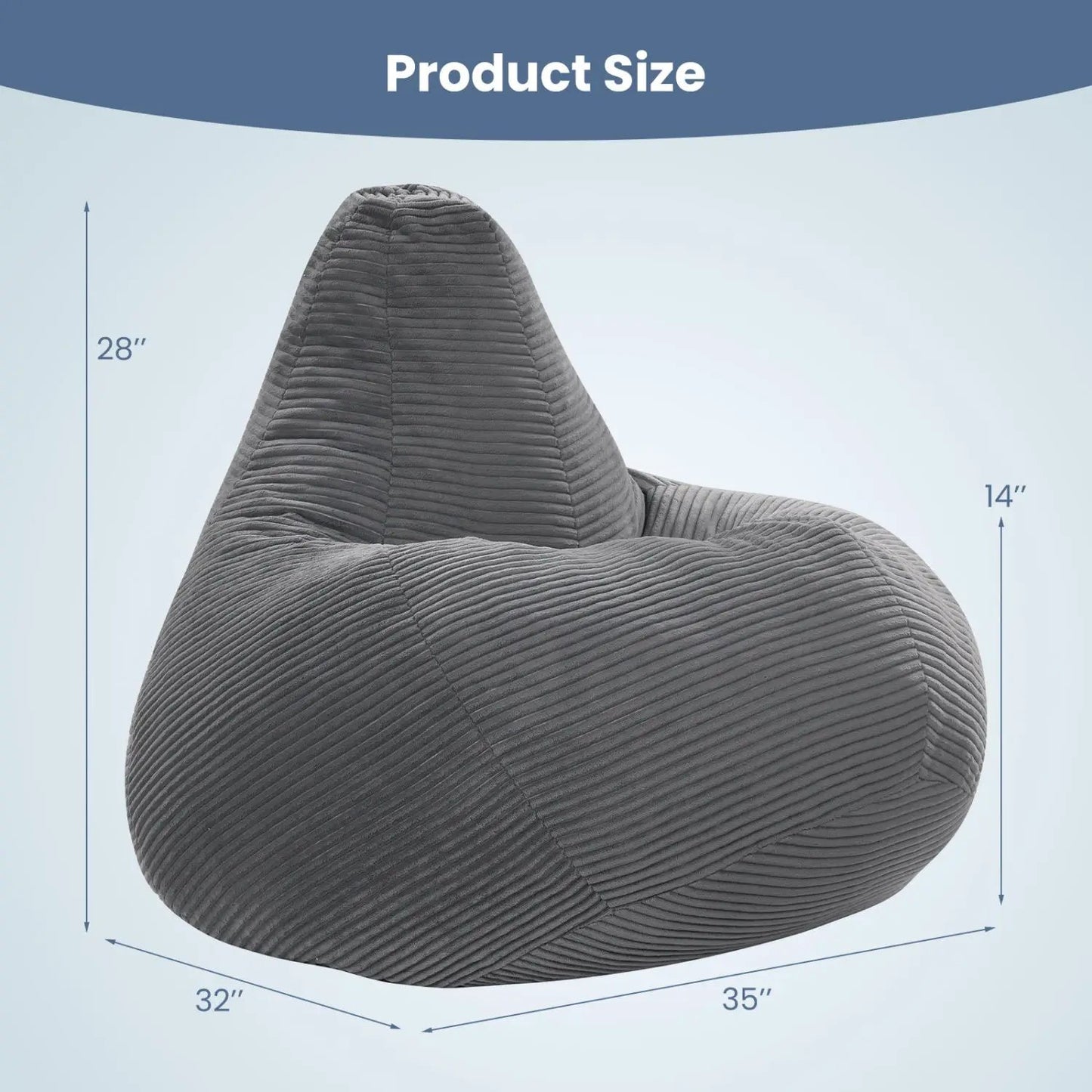 Bean Bag Chair for Adults with Corduroy Cover
