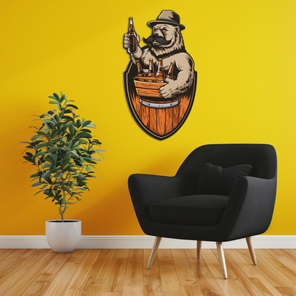 Bearded Beer Bear Metal Wall Art – Funny Bar UV Decor-KAFUVM006 - Tampa Home & Garden Store