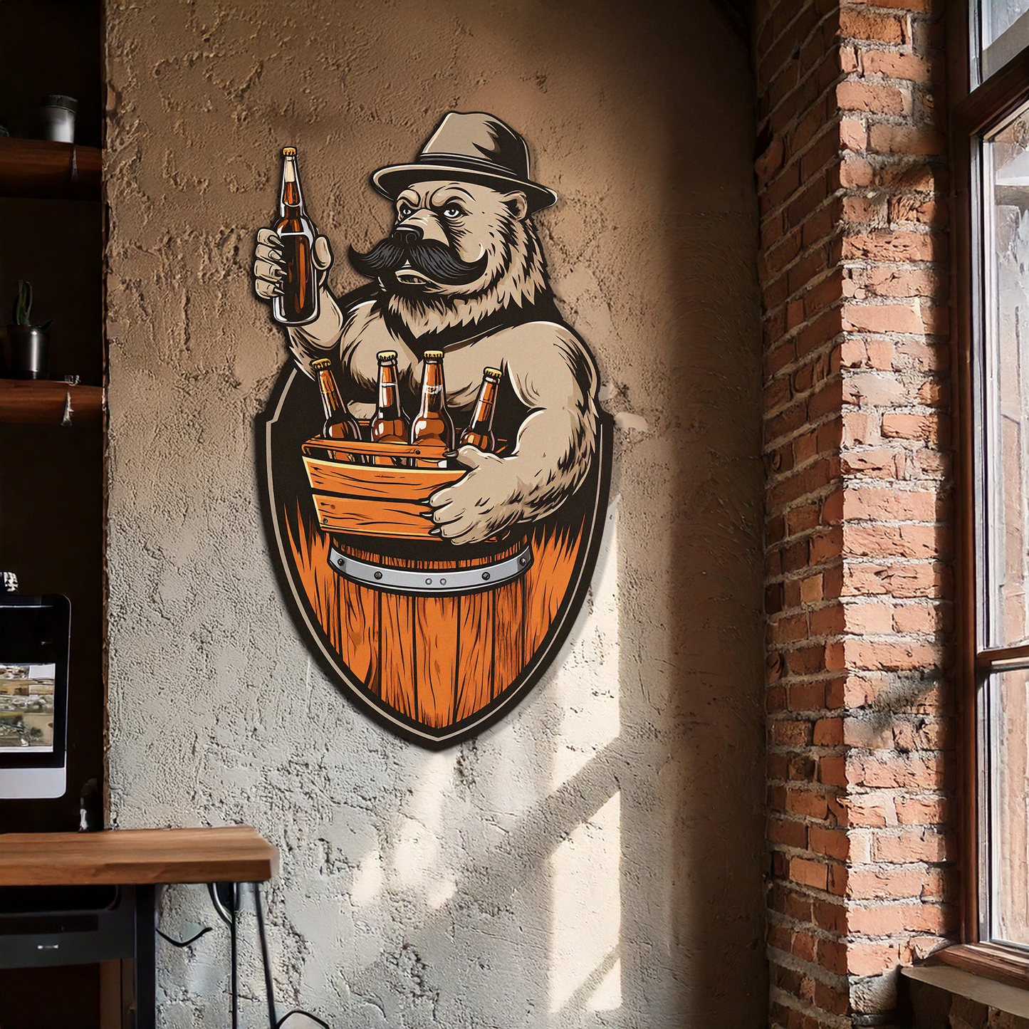 Bearded Beer Bear Metal Wall Art – Funny Bar UV Decor-KAFUVM006 - Tampa Home & Garden Store