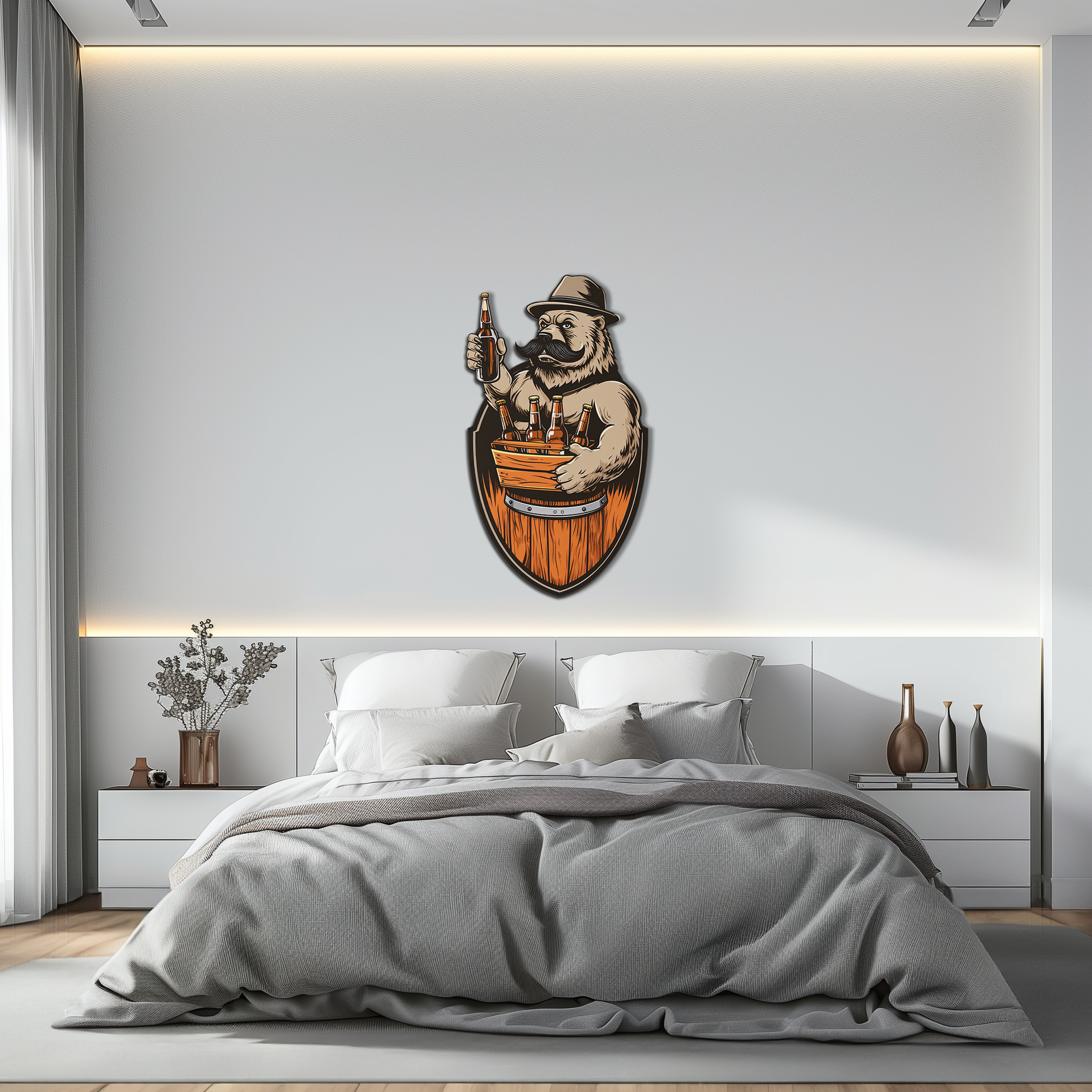 Bearded Beer Bear Metal Wall Art – Funny Bar UV Decor-KAFUVM006 - Tampa Home & Garden Store